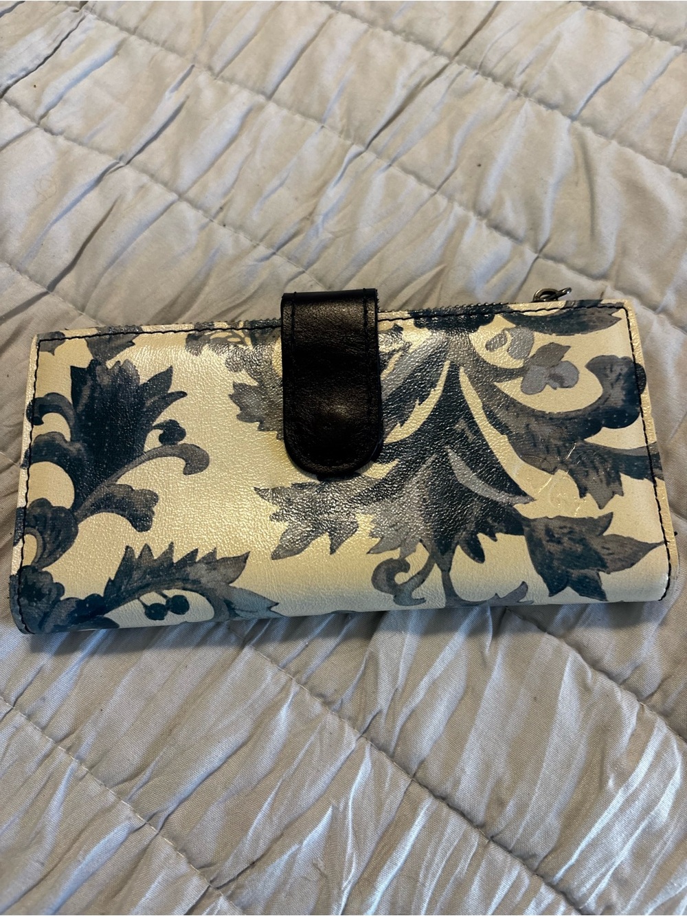 Patricia Nash Cream Wallet with Blue Floral Print